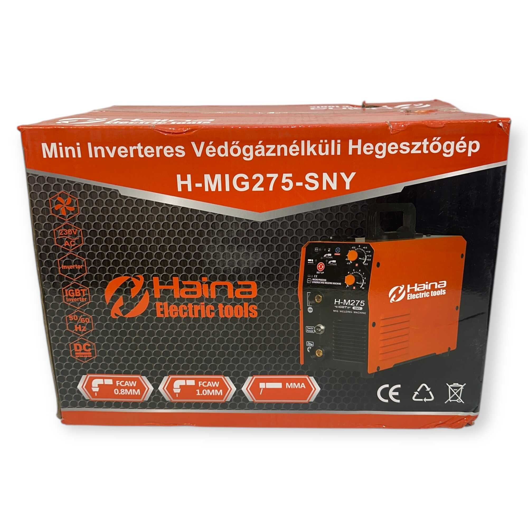 Inverteres 3in1 Hegesztőgép 275A Szinergikus Vezérlés MMA NoGas TIG H-MIG275-SNY Haina