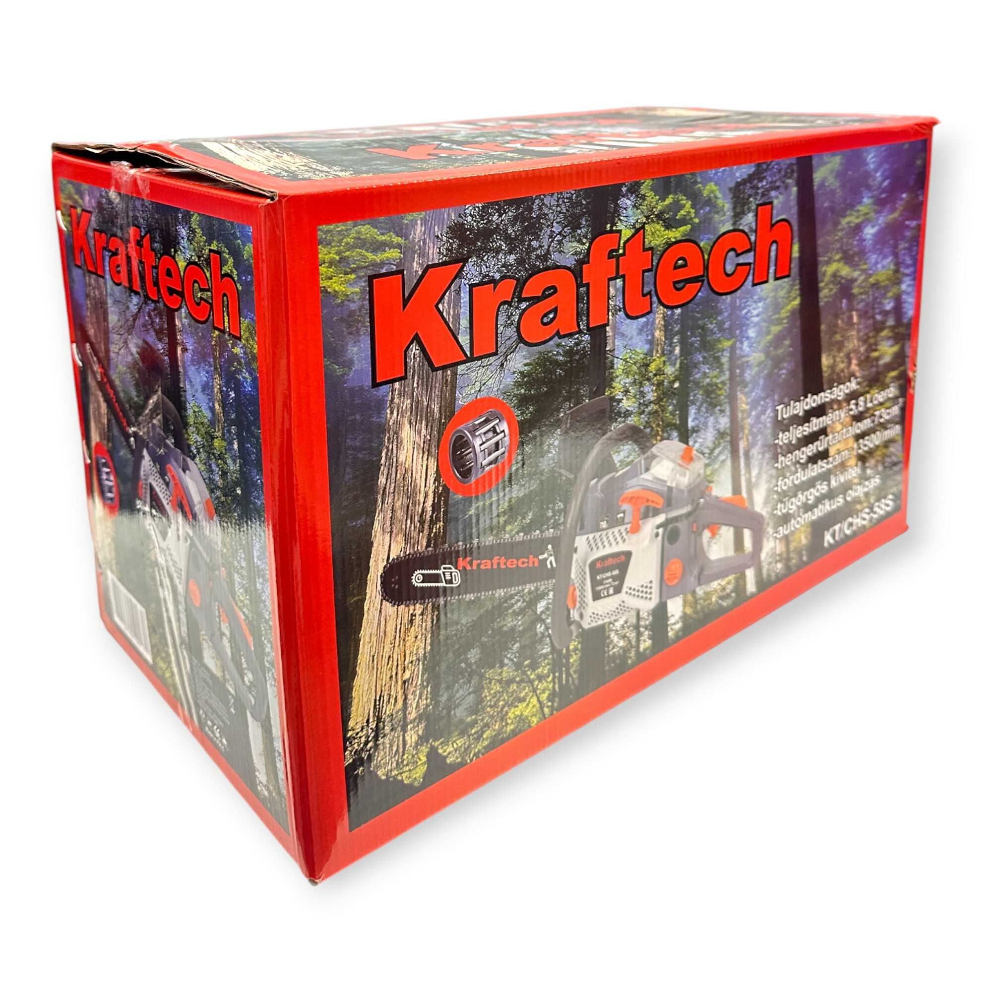 Benzinmotoros Láncfűrész - 5,8 LE, 73 cm³, 45 cm vágóhossz - KRAFTECH KT/CHS-58S