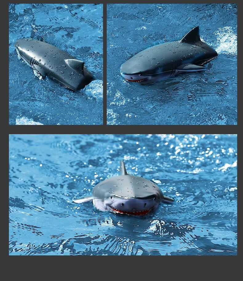 2 az 1 -ben motoros távirányitós csónak és cápa , 2.4Ghz , szürke és fehér , 26x14x8 cm - Image 6