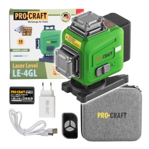 3D Zöld profi Lézeres Szintező 40 méter (16 sugaras) LE-4G PROCRAFT