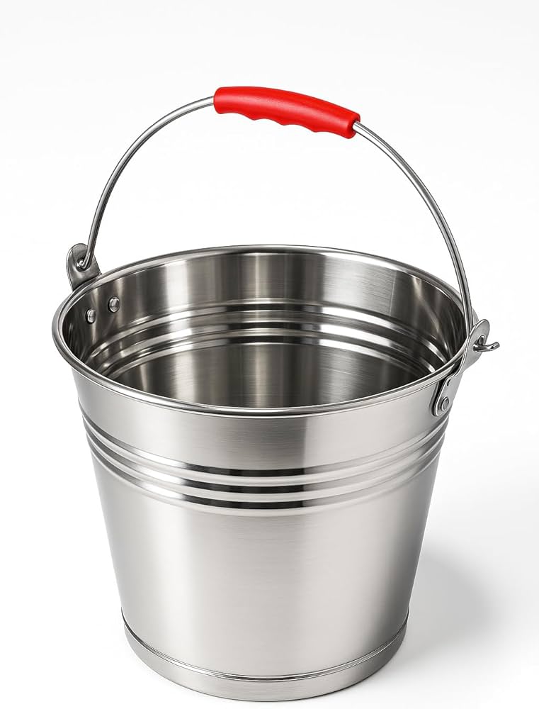 Klasszikus Rozsdamentes Acél Mini Vödör Ergonomikus Fogantyúval - 1,2 Liter - Image 2