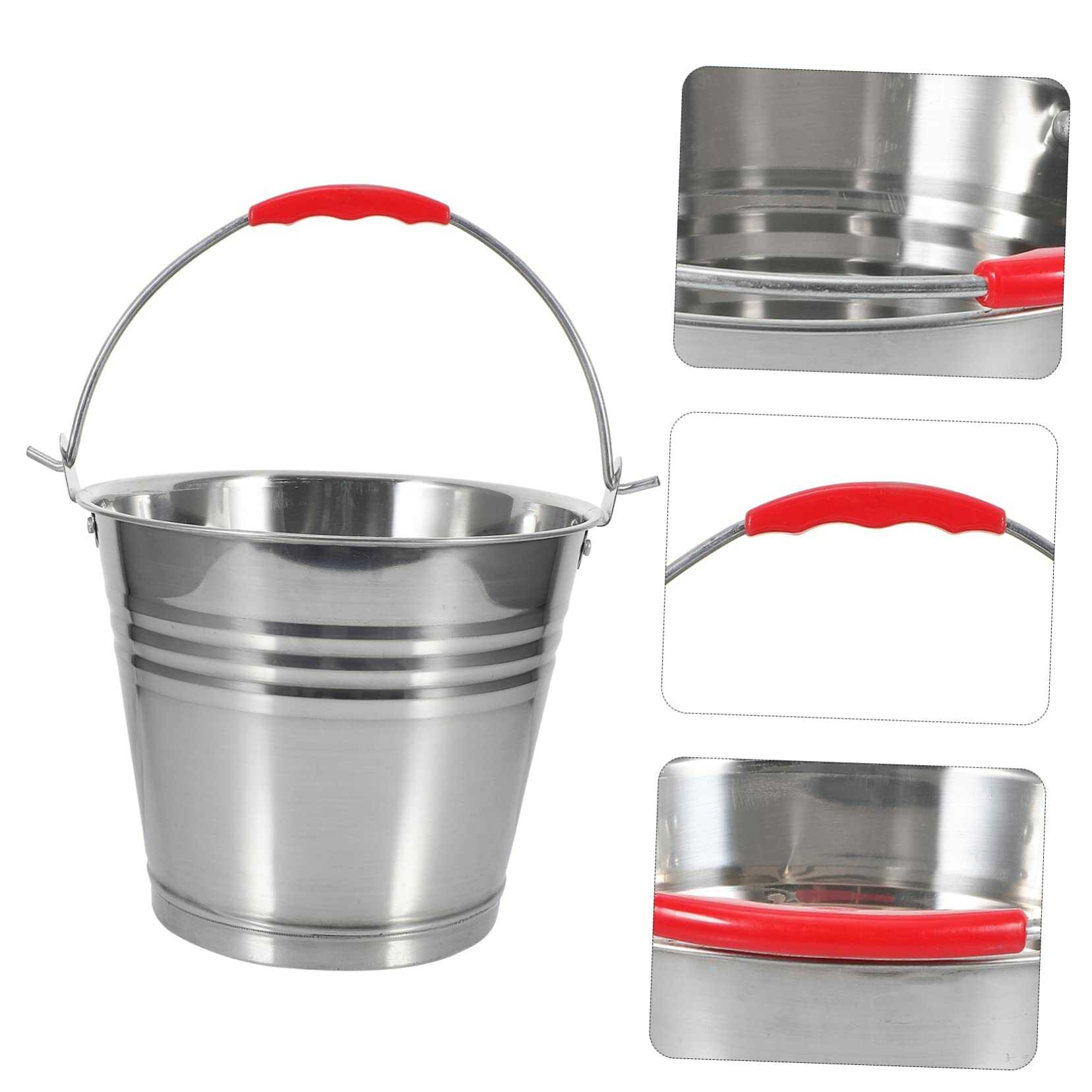 Klasszikus Rozsdamentes Acél Vödör Műanyag Fogantyúval - 5 Liter - Image 2