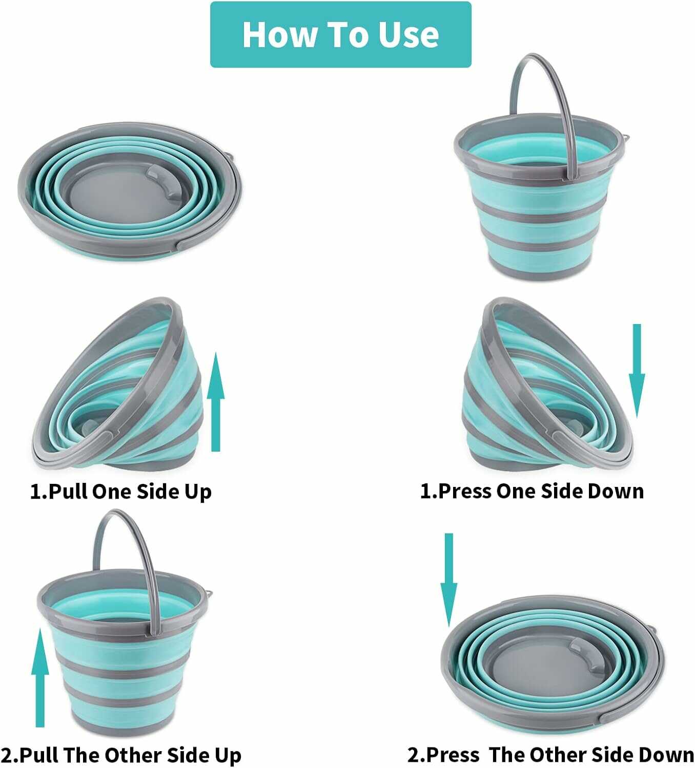 Összecsukható Szilikon Vödör Helytakarékos Kialakítással - 10 Liter - Image 4