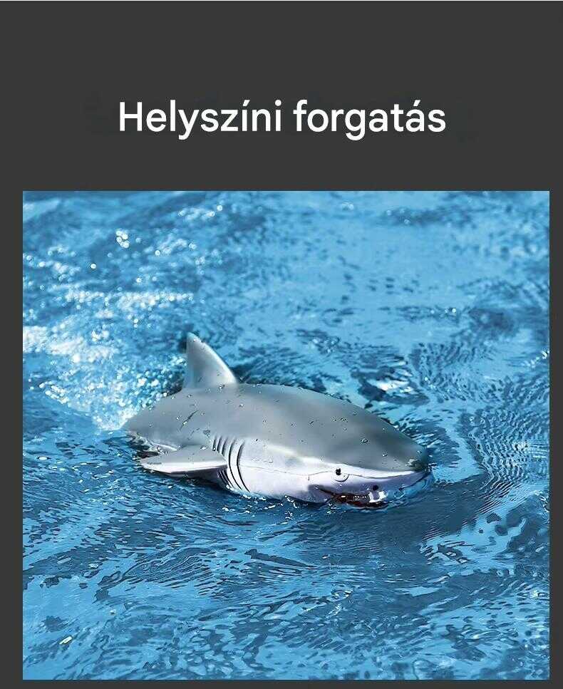 2 az 1 -ben motoros távirányitós csónak és cápa , 2.4Ghz , szürke és fehér , 26x14x8 cm - Image 7