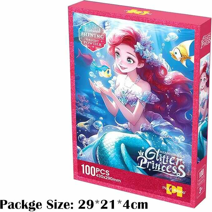 Csillámló sellő hercegnő kirakós / puzzle , 43×29 cm , 100 db -os - Image 2
