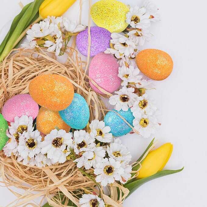 Húsvéti mini csillámos dekorációs tojás szett vegyes színekben 110 db/csomag - Image 3
