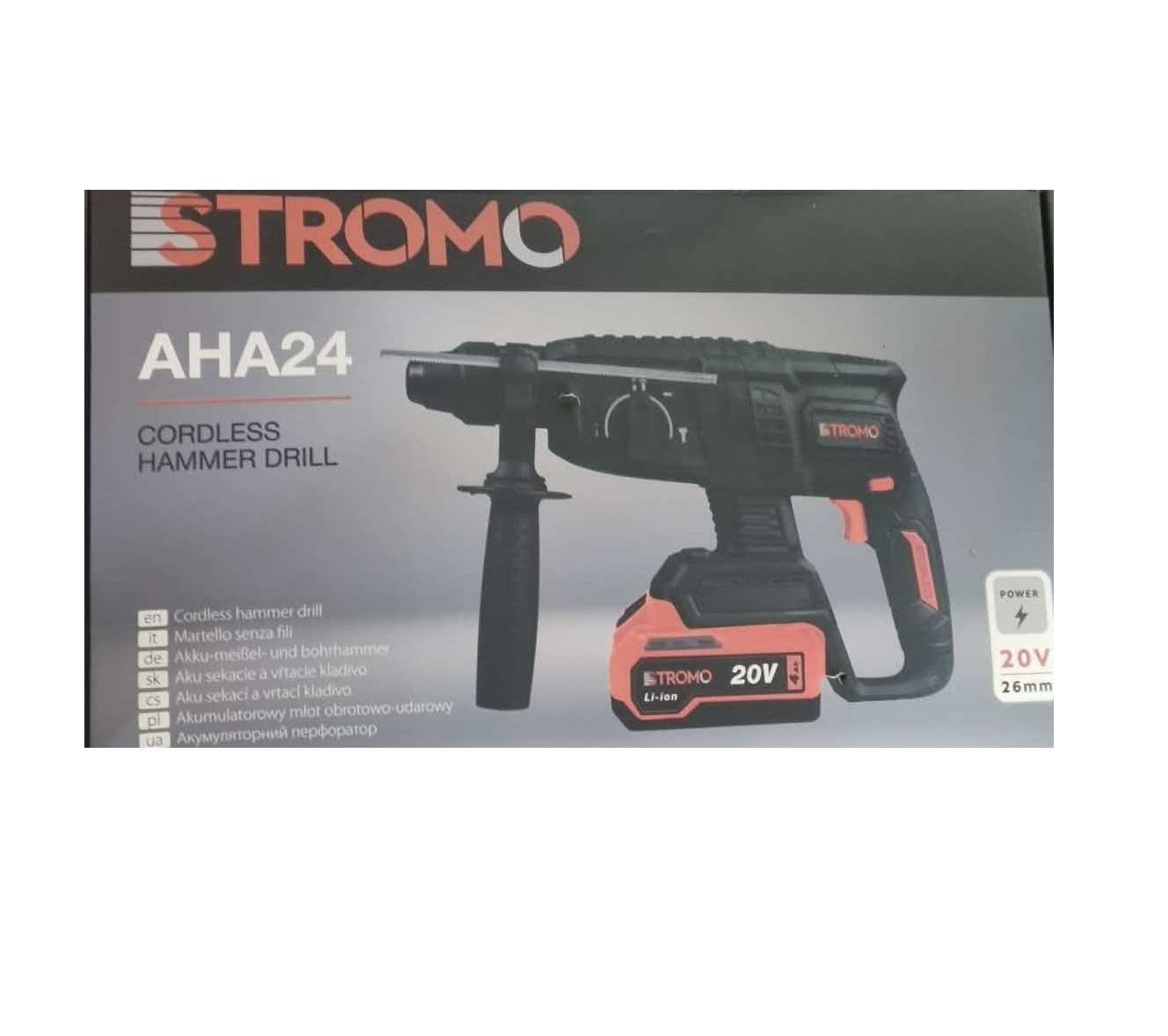 STROMO AHA24 Professzionális Akkumulátoros Fúró- és Vésőkalapács 20V, Brushless motorral, 26 mm fúrási kapacitással