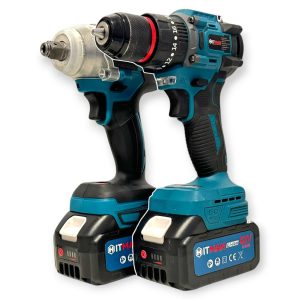 Akkumulátoros Szerszámkészlet - Fúró-Csavarozó és Kerékkulcs Szett 62V, 8.0Ah - HITMAN HT-BBS-6253Pi