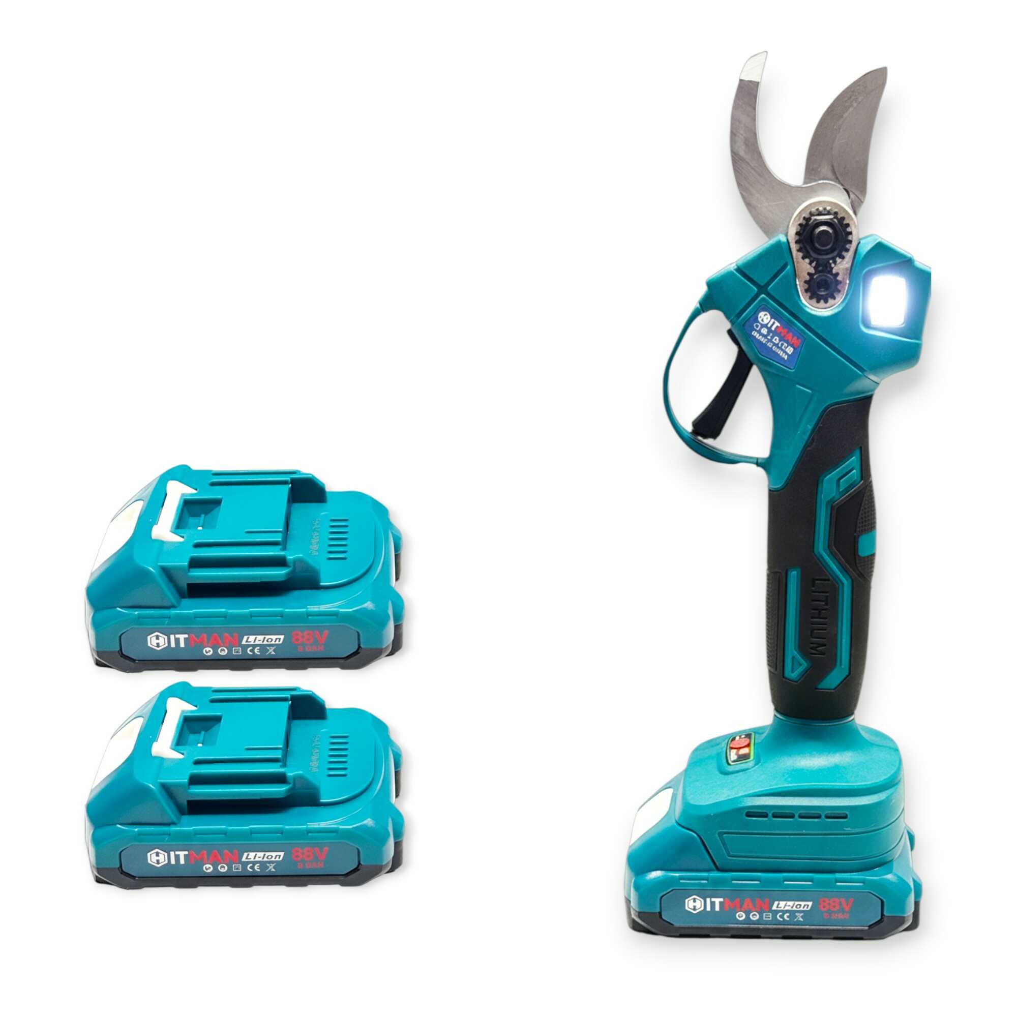 Akkumulátoros Metszőolló 62V 25mm Vágási Kapacitás 2 db Akkuval HT-BSCS-6132 Hitman