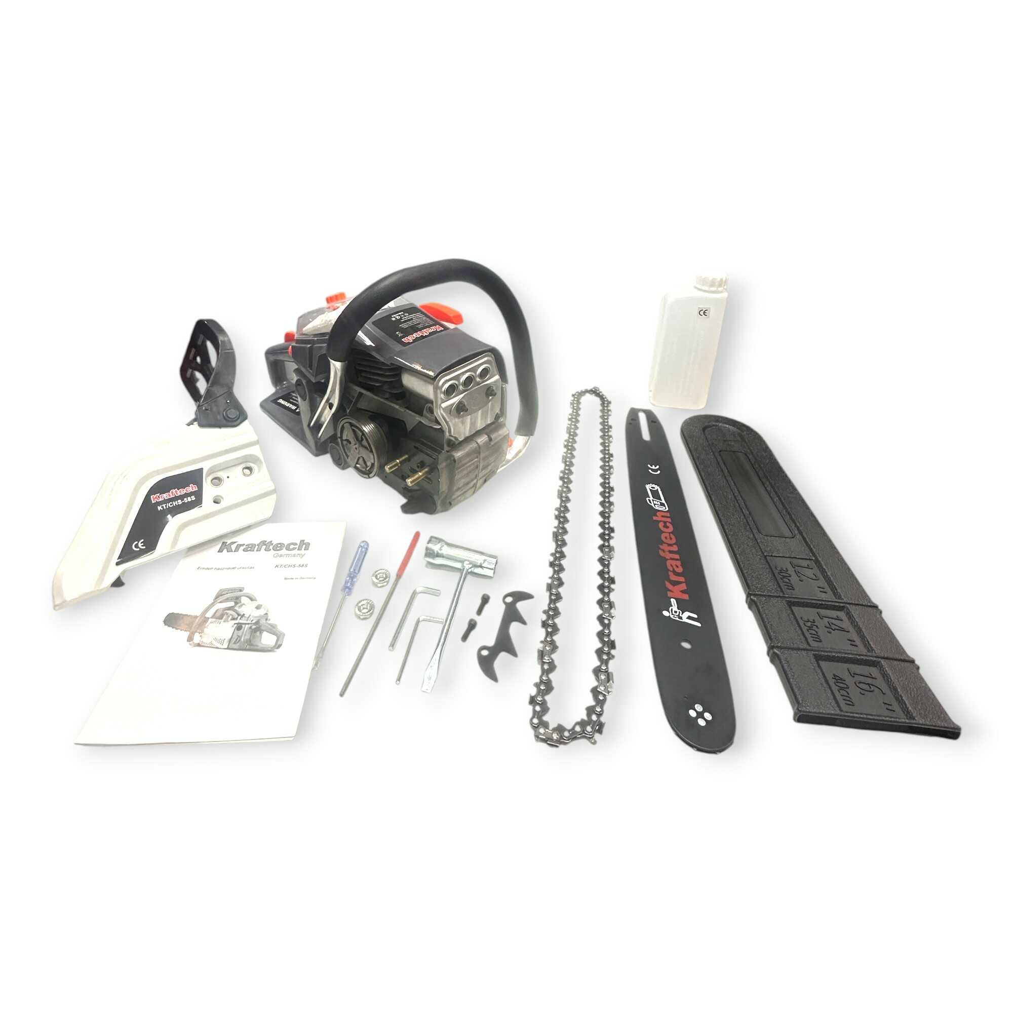 Benzinmotoros Láncfűrész - 5,8 LE, 73 cm³, 45 cm vágóhossz - KRAFTECH KT/CHS-58S