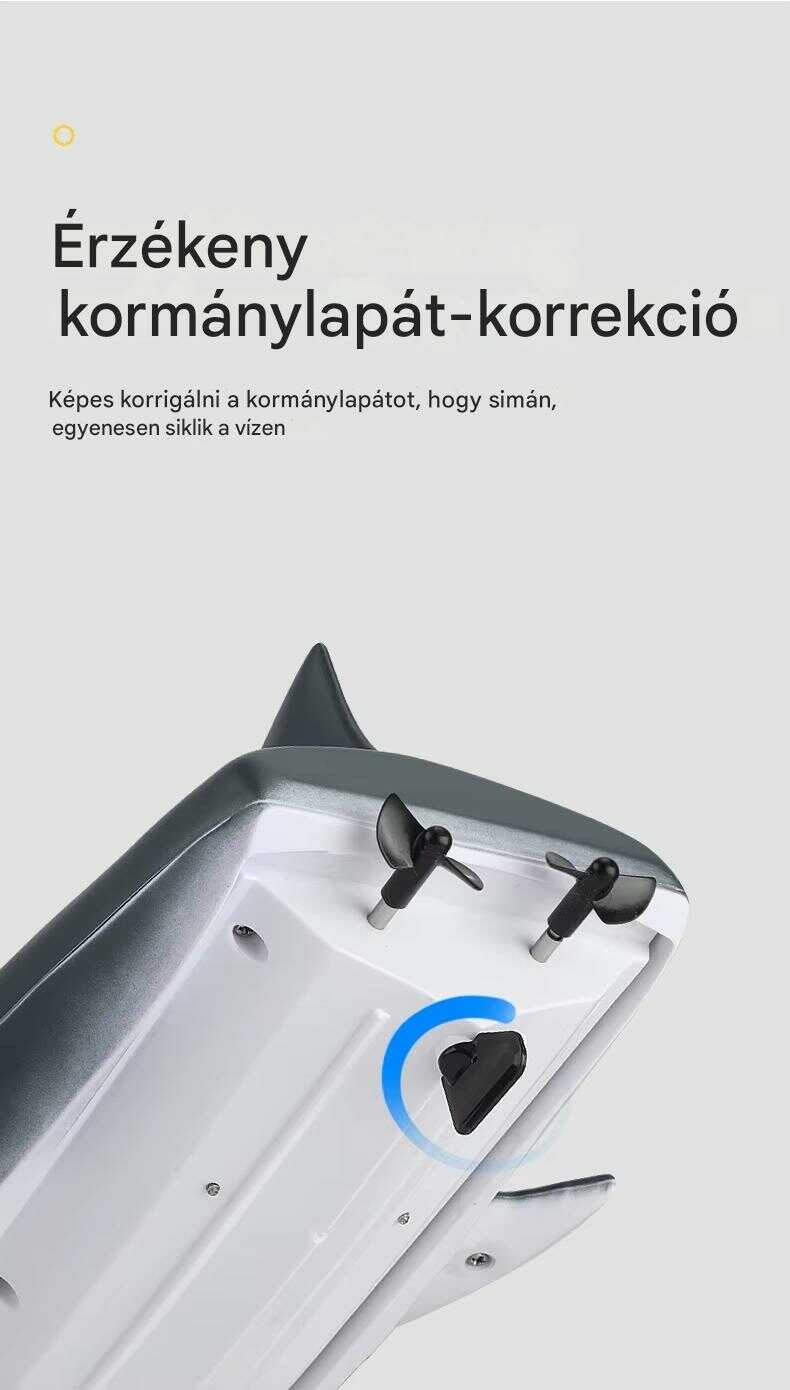 2 az 1 -ben motoros távirányitós csónak és cápa , 2.4Ghz , szürke és fehér , 26x14x8 cm - Image 8