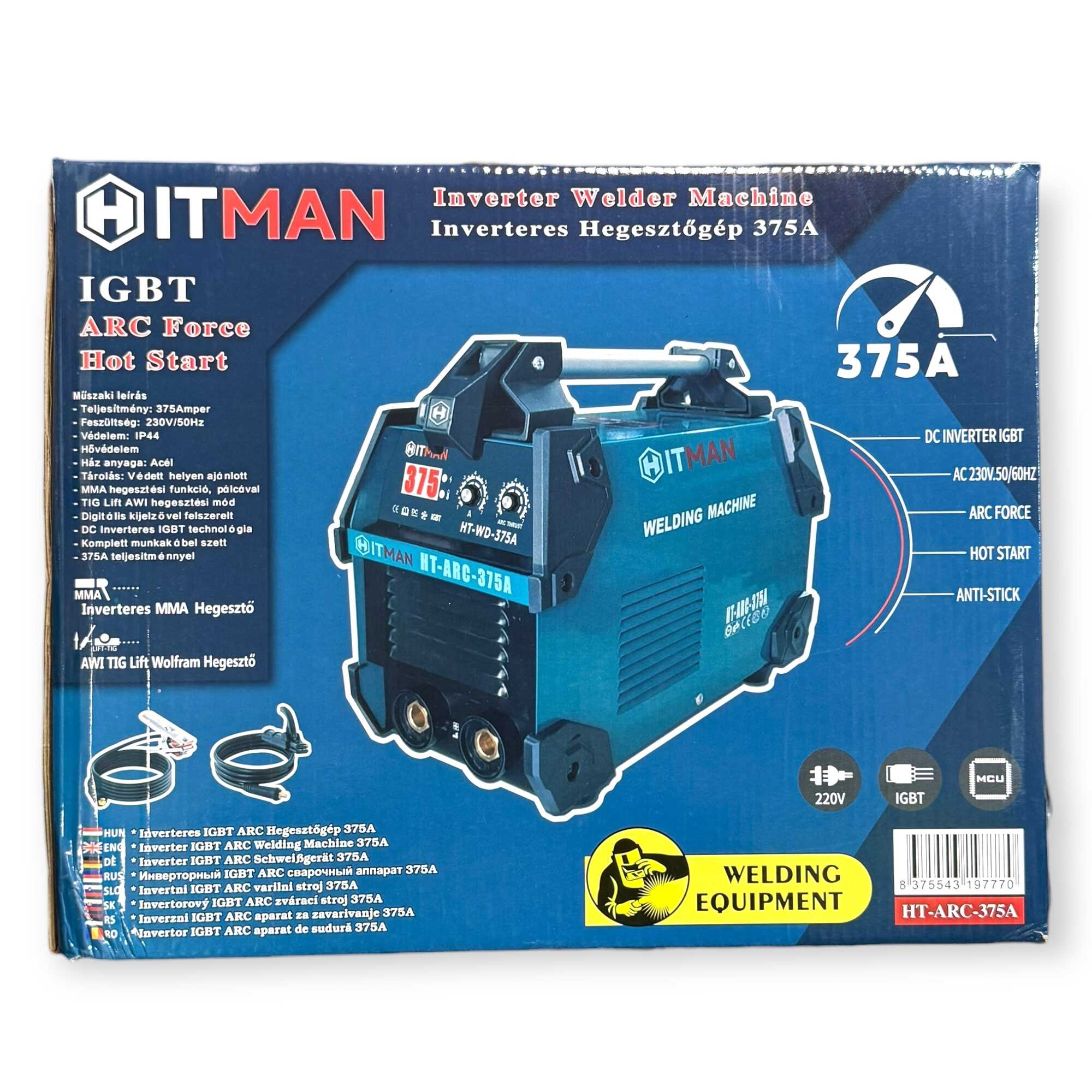 Inverteres Hegesztőgép 375A ARC Force IGBT Hot Start HT-ARC-375A Hitman