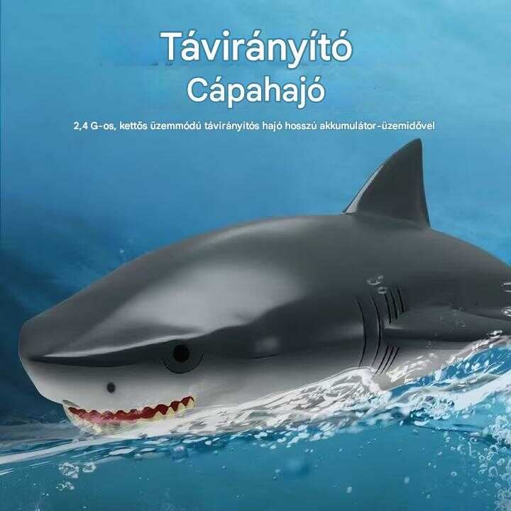 2 az 1 -ben motoros távirányitós csónak és cápa , 2.4Ghz , szürke és fehér , 26x14x8 cm - Image 9