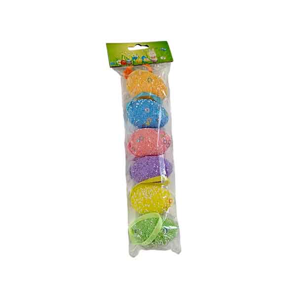 Húsvéti szemcsés textúrájú dekorációs tojás szett akasztóval 5x7 cm 6 db/csomag KTM - Image 5