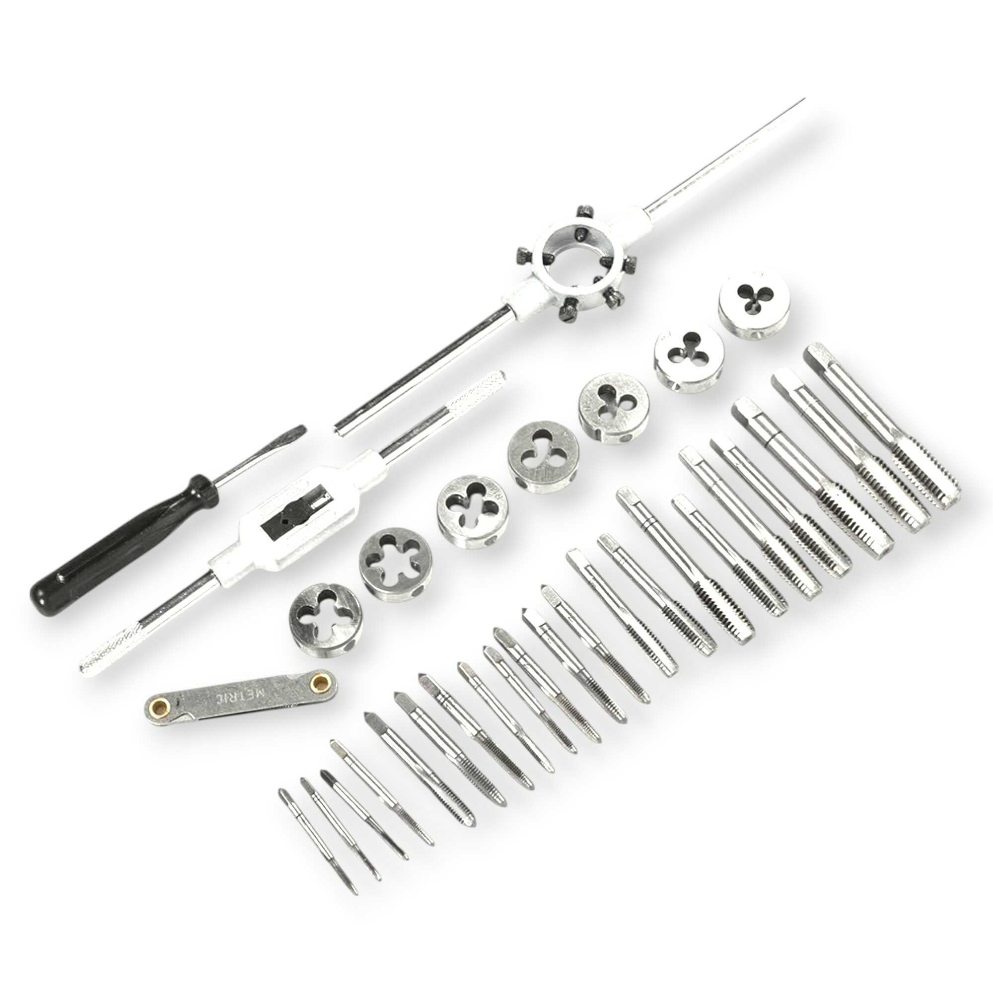 32 részes Professzionális Menetvágó és Menetfúró Készlet Fémdobozban - M3-M12 Precíziós Szerszámacél - HAINA HA-1443