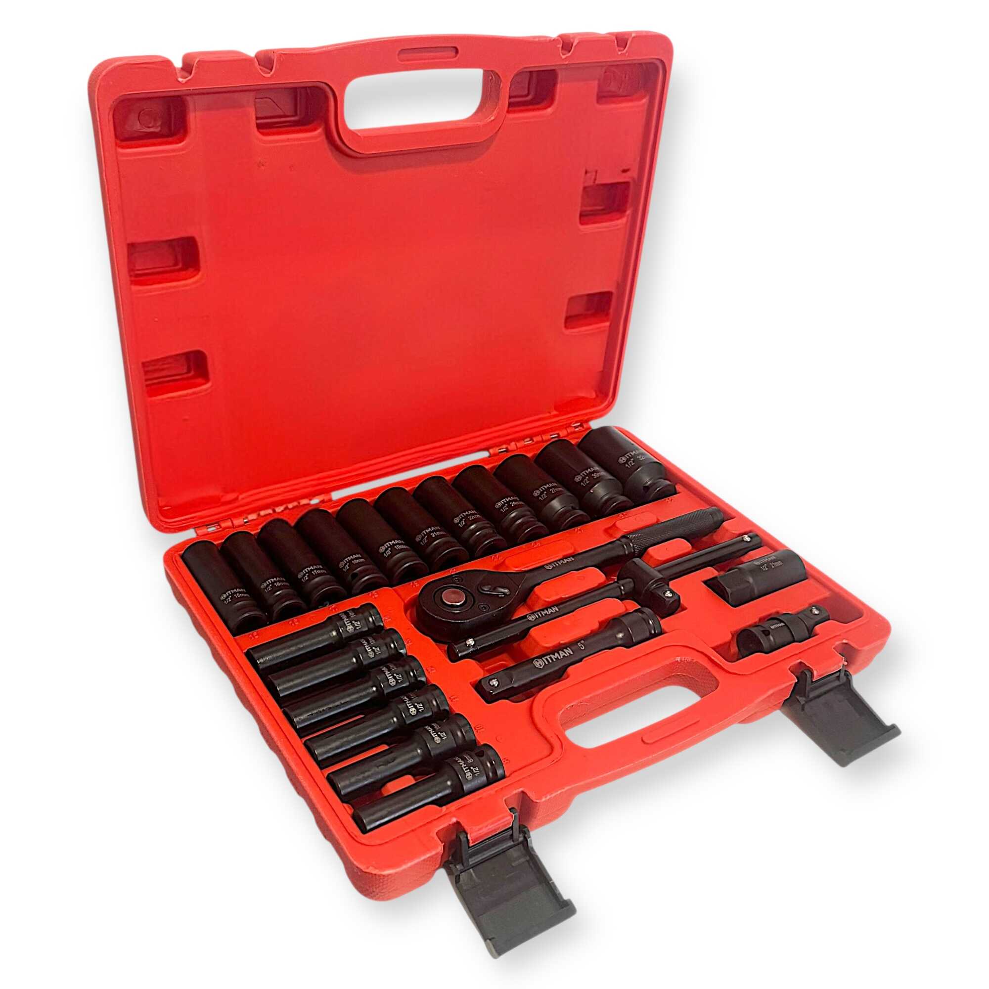 Professzionális Gépi Dugókulcs Készlet - 23 részes, 1/2" 12-pontos Csillagprofilú Krova Szett - HITMAN HA-6844