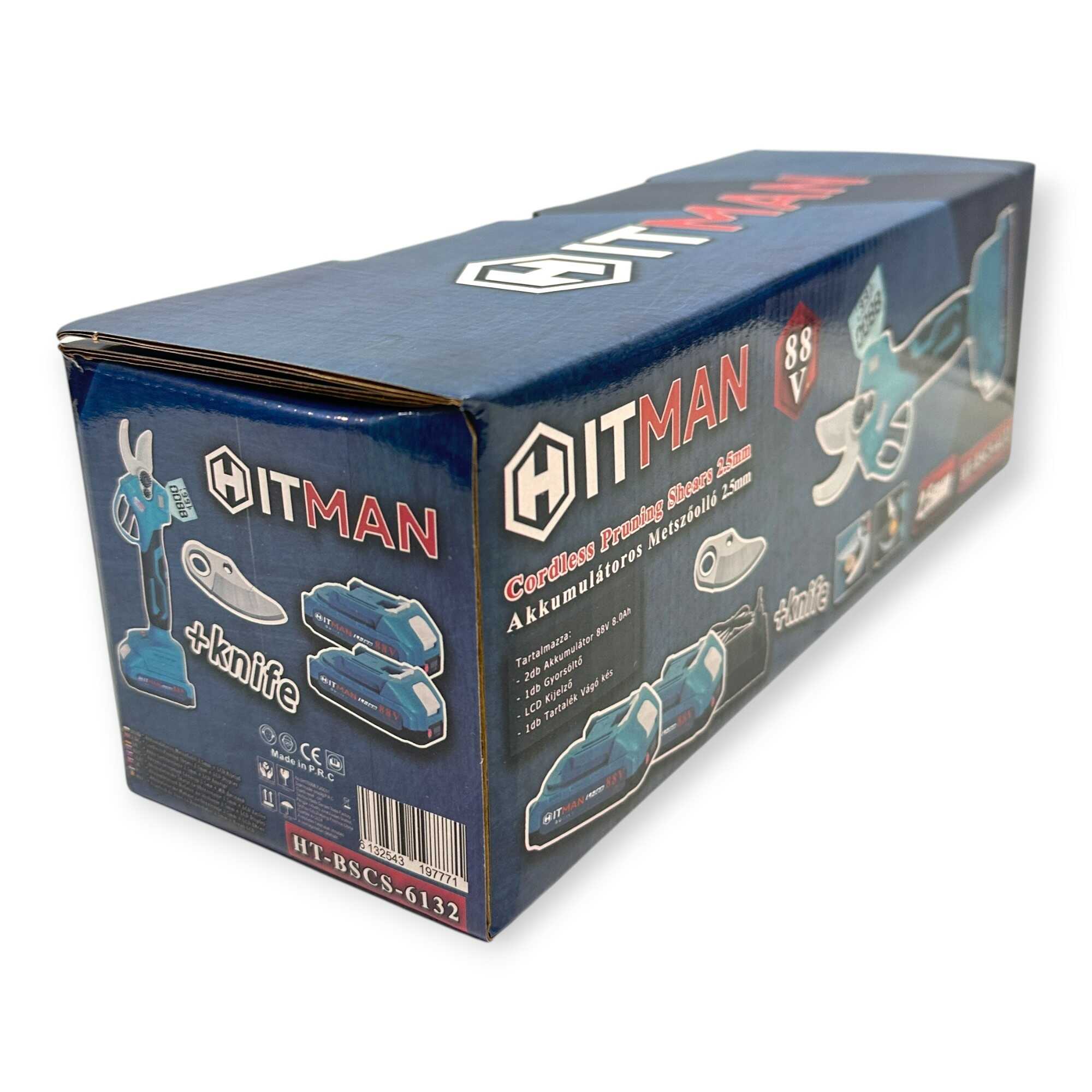 Akkumulátoros Metszőolló 62V 25mm Vágási Kapacitás 2 db Akkuval HT-BSCS-6132 Hitman
