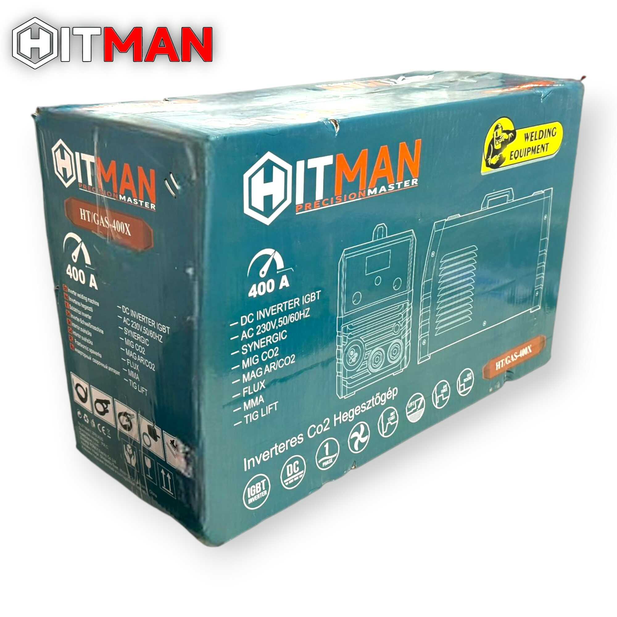 Professzionális Inverteres CO2 Hegesztőgép - 400A - 5 az 1-ben funkció (MIG/MAG/MMA/FLUX/TIG) - HITMAN HT-GAS-400X