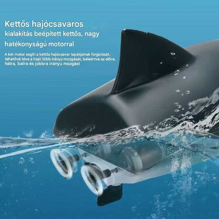 2 az 1 -ben motoros távirányitós csónak és cápa , 2.4Ghz , szürke és fehér , 26x14x8 cm - Image 10