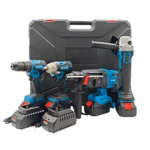 Professzionális 4 az 1-ben akkumulátoros gépcsomag fúróval, fúrókalapáccsal, ütvecsavarozóval és sarokcsiszolóval, 68V, kofferben MS-1004 SUPAMASTER