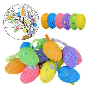 Húsvéti szemcsés textúrájú dekorációs tojás szett akasztóval 5x7 cm 6 db/csomag KTM