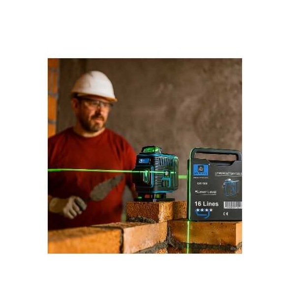 Professzionális 4D 16 vonalas önszintező lézer zöld fénnyel, 2 db akkumulátorral, hordozó állvánnyal SAT-1060 SUPAMASTER