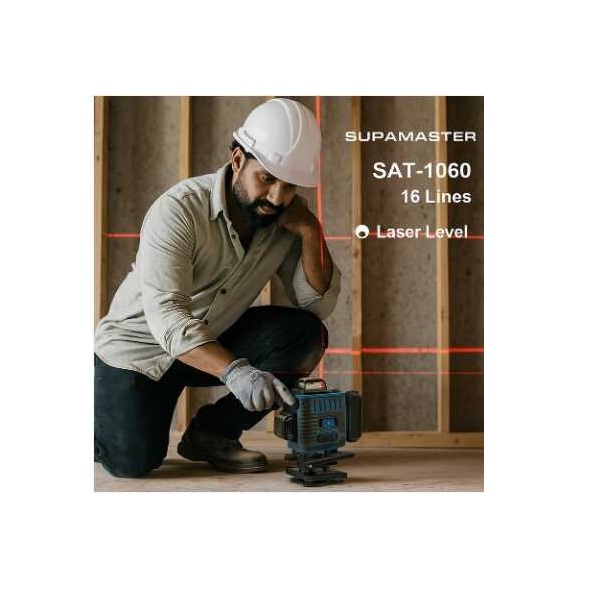 Professzionális 4D 16 vonalas önszintező lézer zöld fénnyel, 2 db akkumulátorral, hordozó állvánnyal SAT-1060 SUPAMASTER - Image 3