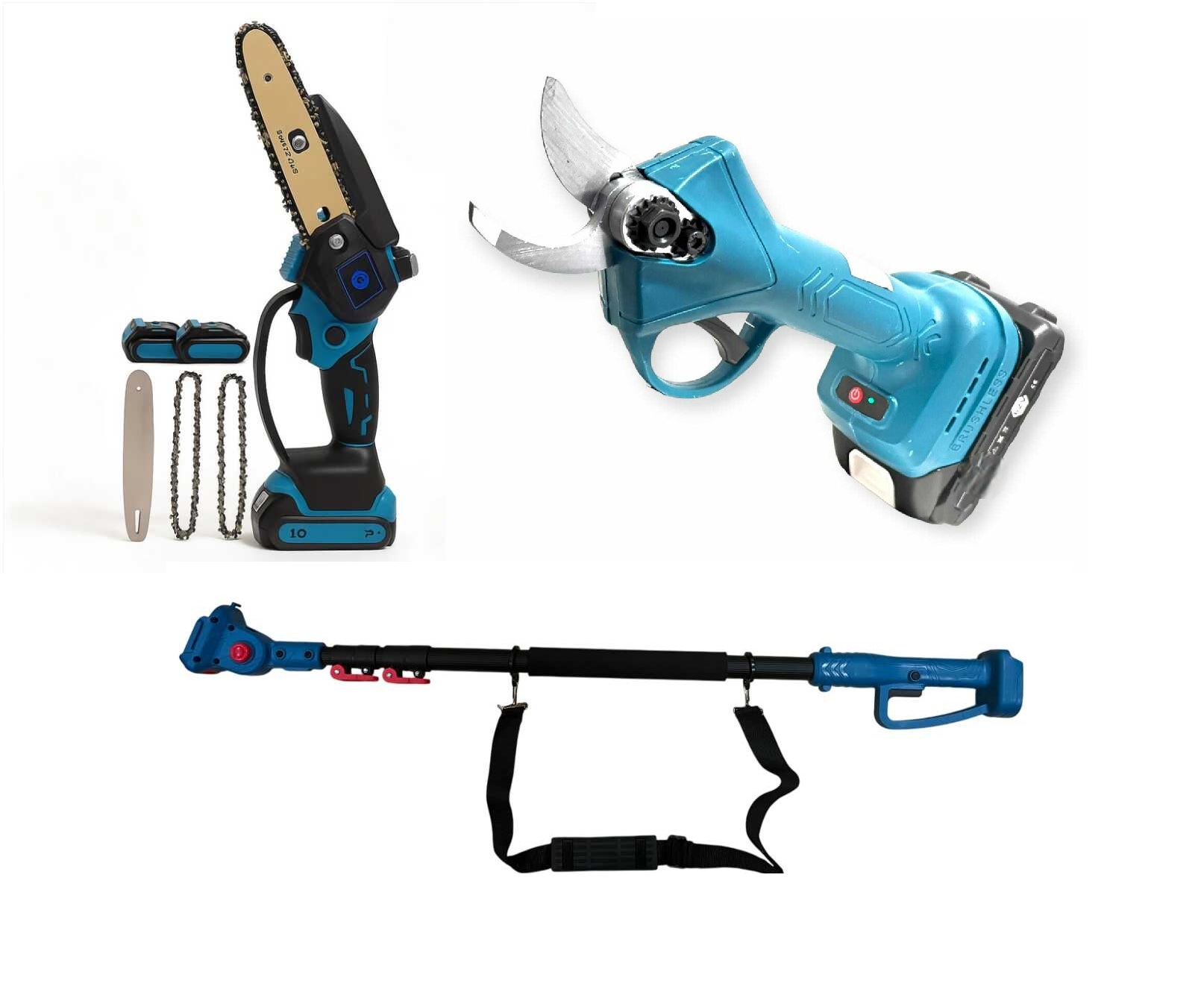 "SUPAMASTER Professzionális Akkumulátoros Kerti Szett – Metszőolló, Láncfűrész és Teleszkópos Toldó Végezzen profi munkát a kertben létra és fáradtság nélkül! Ez a SUPAMASTER kerti szett a tökéletes választás minden kerttulajdonos számára, aki hatékony, gyors és biztonságos megoldást keres a fák és bokrok gondozásához. A csomag egyesíti az akkumulátoros metszőolló precizitását a 6 colos láncfűrész erejével, a 2 méteres teleszkópos szár pedig gondoskodik róla, hogy a legmagasabb ágak se jelentsenek akadályt. Mit tartalmaz a csomag? Akkumulátoros Metszőolló: Erős motorral szerelt eszköz a tiszta és gyors vágásokhoz. 6 colos Láncfűrész: Kompakt méret, beépített automata olajzóval a súrlódásmentes és tartós működésért. Teleszkópos Toldószár: 2 méterig fokozatmentesen nyitható kar, amellyel a talajon állva érheti el a lombkoronát. 2 darab Li-ion Akkumulátor: Hosszú üzemidő, hogy ne kelljen kényszerpihenőt tartania töltés miatt. Hálózati Gyorstöltő: Az akkumulátorok gyors és biztonságos újratöltéséhez. Strapabíró Koffer: Minden eszköznek fix helye van, így a tárolás és szállítás egyszerű és rendezett. Miért válassza a SUPAMASTER szettet? Viszlát, balesetveszély! Felejtse el a bizonytalan létrázást. A teleszkópos szár segítségével a földön állva, stabilan végezheti el a magaslati gallyazást. Maximális hatékonyság: A 6 colos (150 mm) vágólappal rendelkező fűrész az automata olajzásnak köszönhetően nem akad el, és sokkal tartósabb, mint a manuális társai. Ízületkímélő munka: Az ergonómikus kialakítás és az akkumulátoros rásegítés leveszi a terhet a csuklóról és a tenyérről – nincs többé vízhólyag vagy izomláz a nap végén. Univerzális megoldás: Legyen szó szőlőmetszésről, gyümölcsfák fiatalításáról vagy tüzifa aprításáról, ez a szett mindenre alkalmas. Technikai adatok Márka: SUPAMASTER Láncfűrész: 6 col (150 mm) vágáshossz, olajzós tartállyal. Teleszkóp: 2 méteres maximális kinyúlás. Akkumulátor: 2 db nagyteljesítményű lítium-ion egység. Tartozék: Hordozókoffer és töltő."