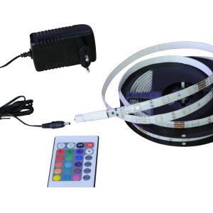 Öntapadós Többszínű SMD LED Szalag 10m Hálózati Tápegységgel