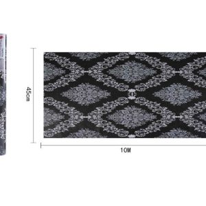 Klasszikus Fekete-Szürke Ornamentikus Öntapadós Tapéta 45cm x 10m - Torch