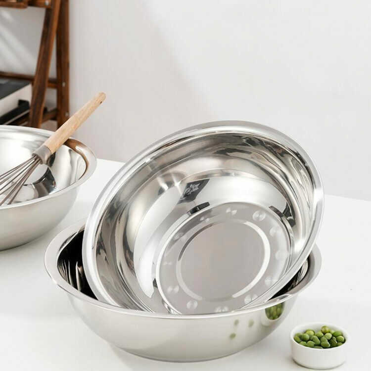 Nagy Méretű Rozsdamentes Acél Konyhai Edény és Keverőtál - 36 x 10,2 cm - Image 4