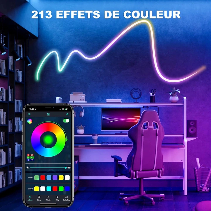 Öntapadós Okostelefonos Alkalmazással Vezérelhető Neon LED Szalag 5 m - Image 4