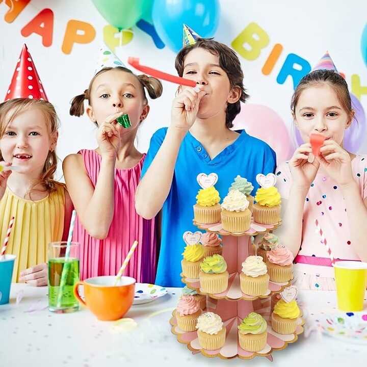 Háromszintes Karton Tortatartó és Süteménykínáló - 18 / 24 / 32 cm - Image 7