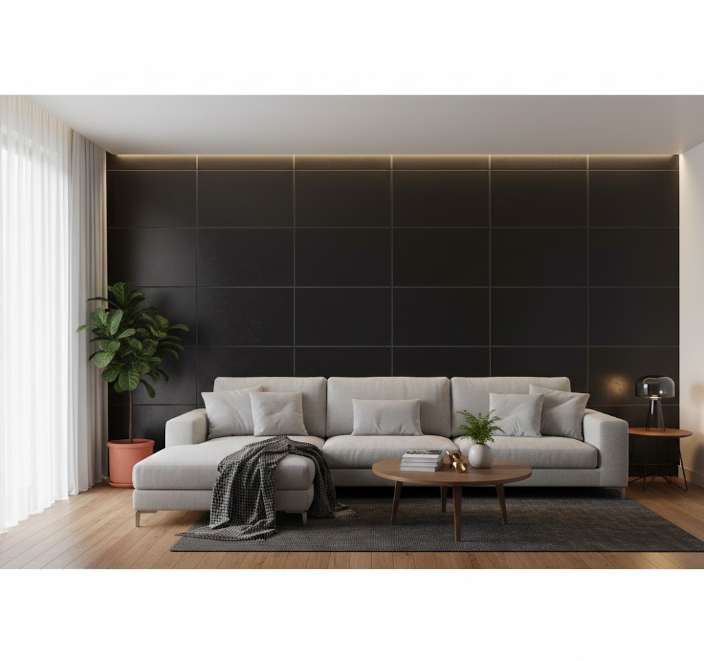 Elegáns Fekete Öntapadós fali matrica 30cm x 30cm - Image 3