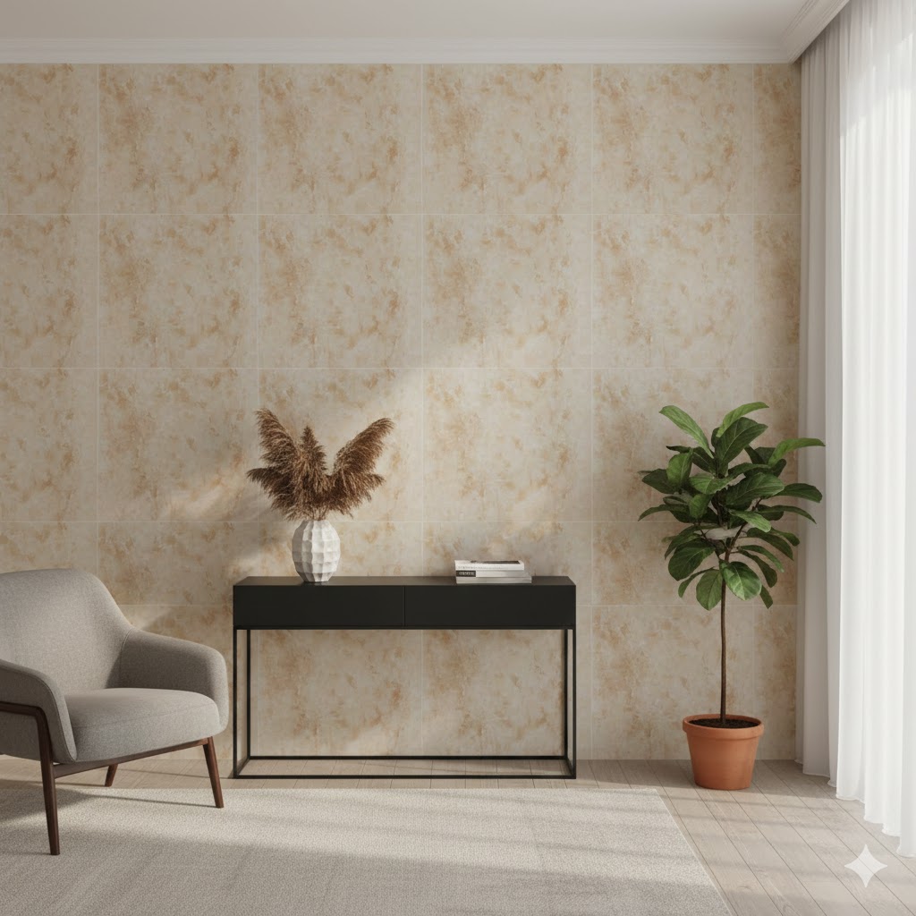 Prémium Bézs Márványmintás Öntapadós Csempematrica 60cm x 60cm - Image 3