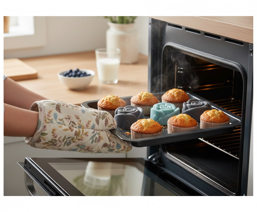 Rózsa alakú szilikon muffin sütőforma készlet 7x3.5cm Torch - Image 4