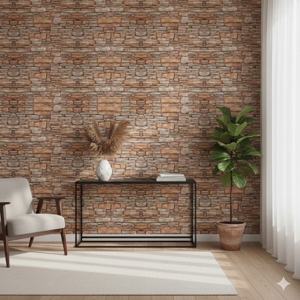 Rusztikus Terméskő Mintás Öntapadós Csempematrica 60cm x 60cm - Image 2