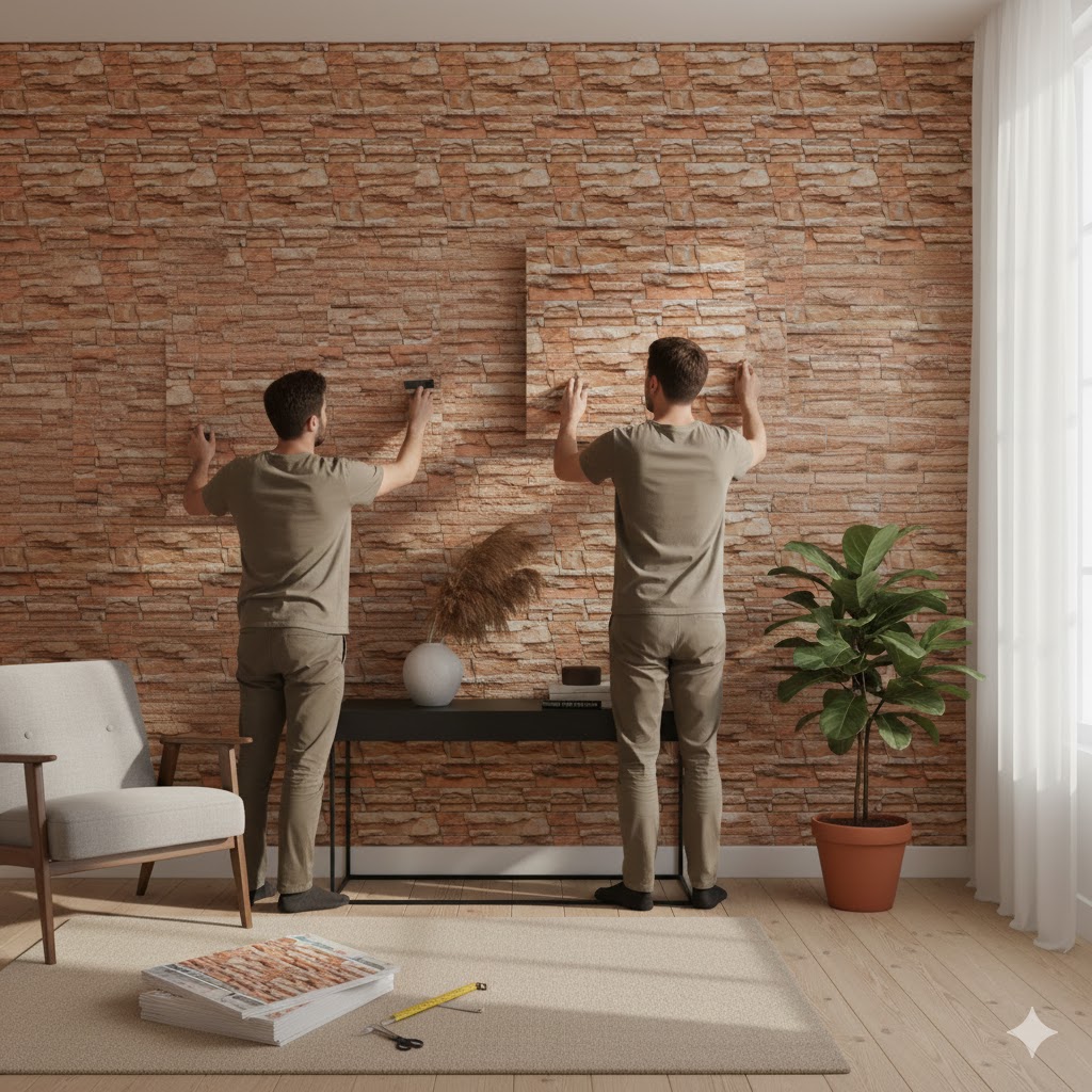 Klasszikus Rétegzett Kőmintás Öntapadós Csempematrica 60cm x 60cm - Image 3