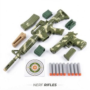 Katonai Kommandós Játékfegyver Szett – Pisztoly és Gépkarabély , 10 db játék tölténnyel