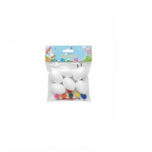 Húsvéti kreatív tojásfestő készlet fehér tojásokkal és ecsettel 4x6 cm KTM