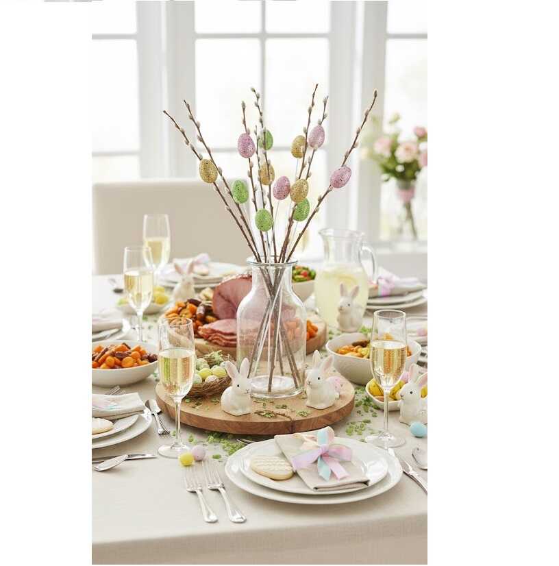 Húsvéti színes csillámos dekorációs tojások pálcikán 3x5 cm 9 db/csomag KTM - Image 2