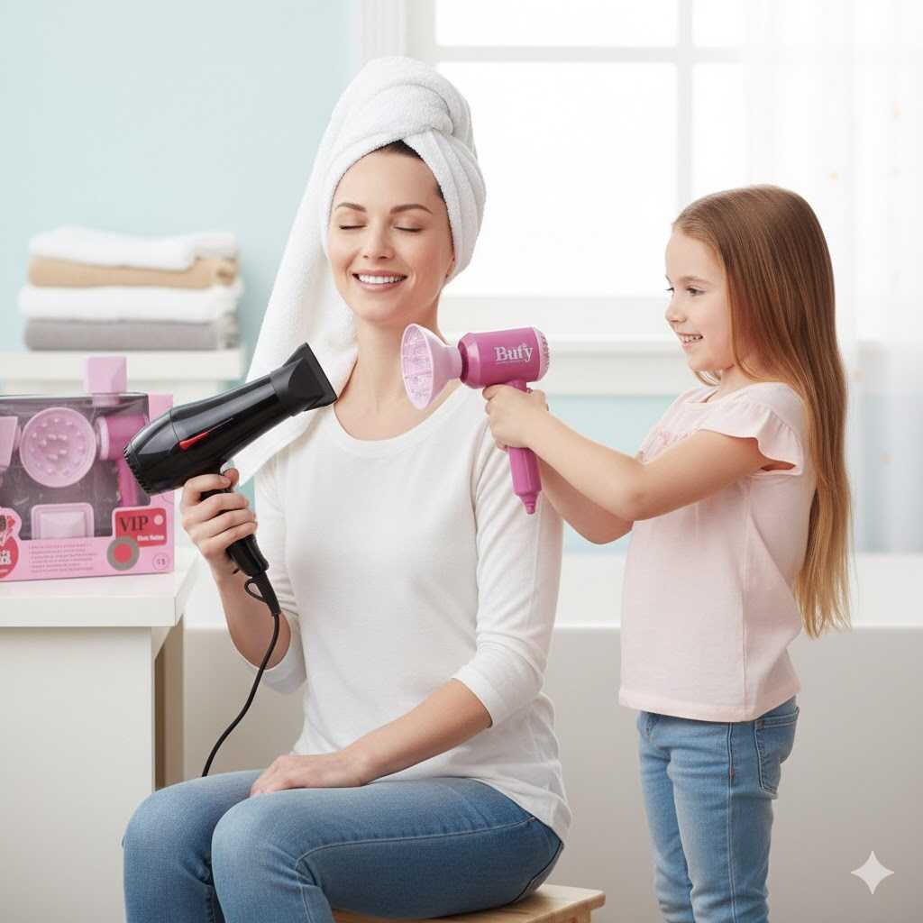 Kislány játék hajszárító szett - Rózsaszín hajszalon - Image 3