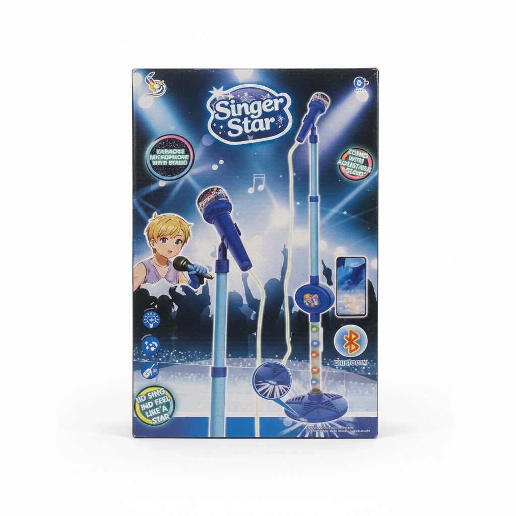 Légy te a színpad királya - Mikrofon állvánnyal gyerekeknek , bluetooth kapcsolat és fényekkel - Image 2
