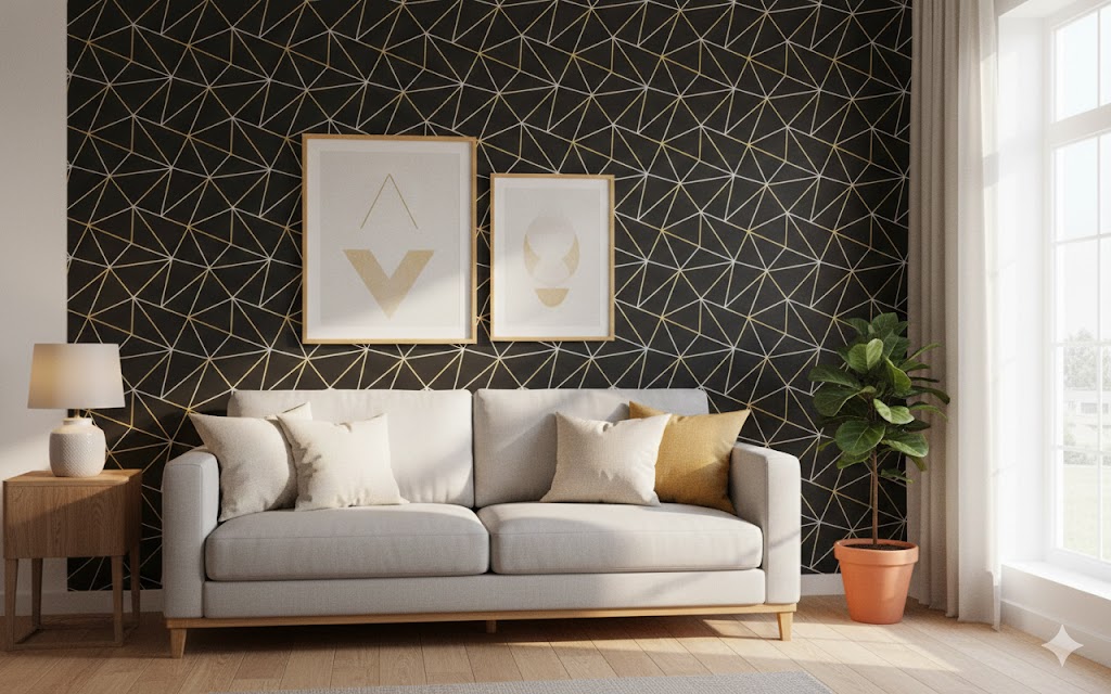 Luxus Arany-Fekete Geometriai Mintás Öntapadós Tapéta 45cm x 10m - Torch - Image 3