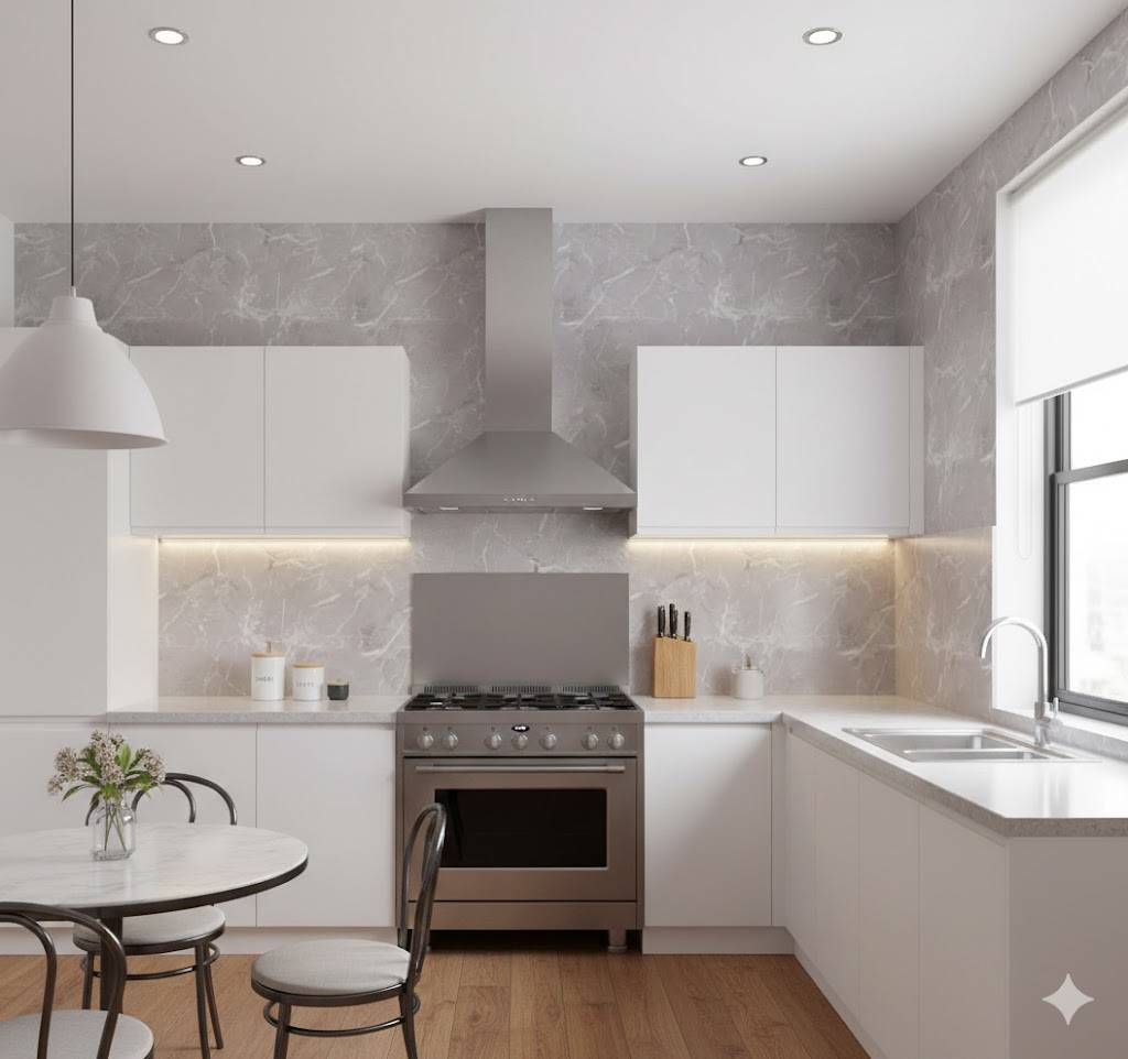 Elegáns Szürke Márványmintás Öntapadós Fali Dekoráció 60cm x 30cm - Image 3