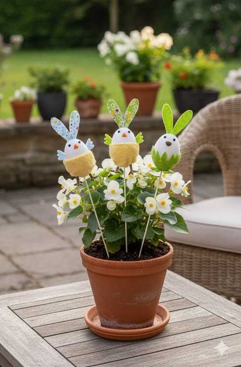 Húsvéti csibe pálcikán színes nyuszifülekkel 10 cm KTM - Image 3