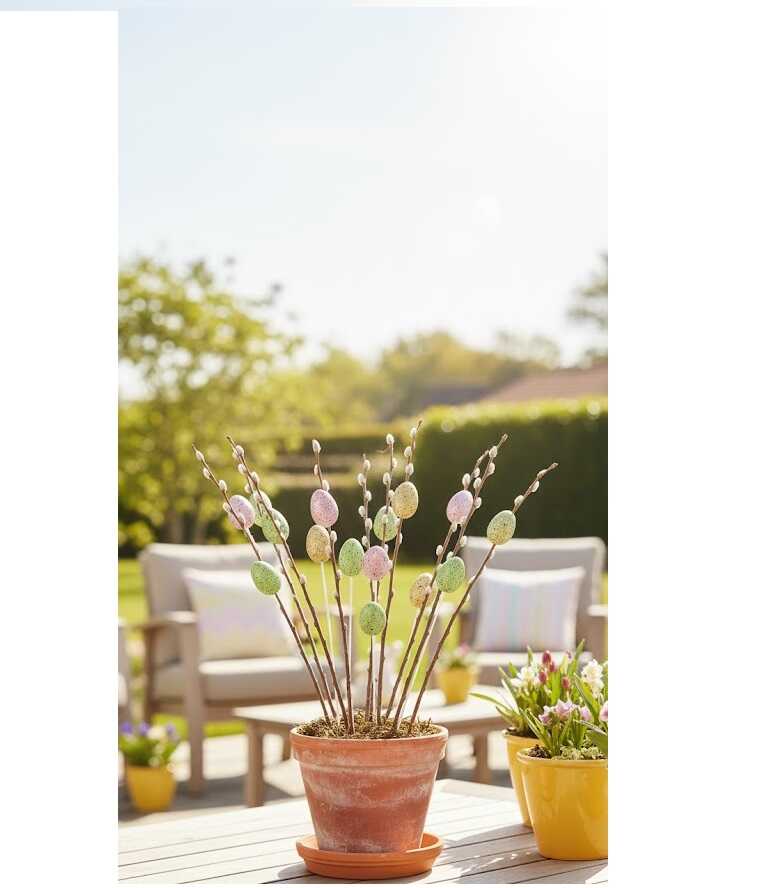 Húsvéti színes csillámos dekorációs tojások pálcikán 3x5 cm 9 db/csomag KTM - Image 3