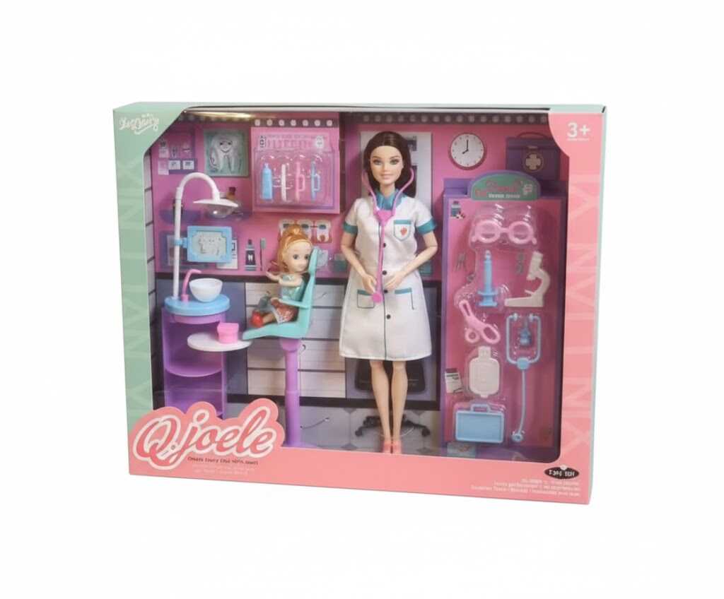 Mosolygós fogászat: Interaktív orvosi szett babával és székkel