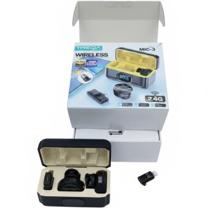 TREQA MIC-3 Vezeték nélküli mikrofon készlet töltőtokkal USB-C és Lightning csatlakozóval MIC-3 TREQA