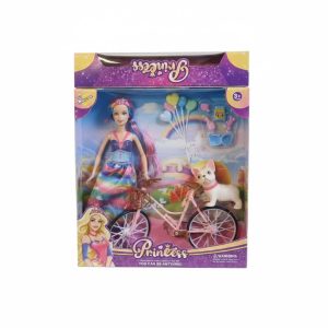 Princess baba virágos kerékpárral és kutyussal